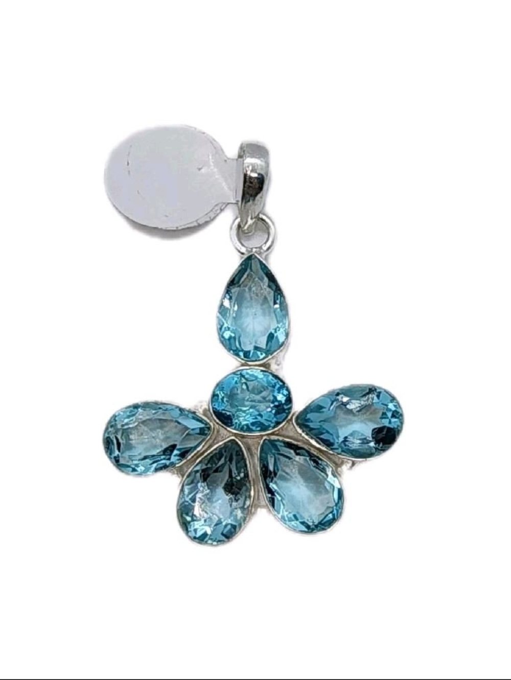 Elegant Blue Topaz  Floral Pendant  - Women Jewelry - Picture 2 of 3